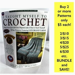 I TAUGHT MYSELF TO CROCHET BY BOYE #6397 SOFTCOVER BOOK 32 PAGES 1987  EDITION